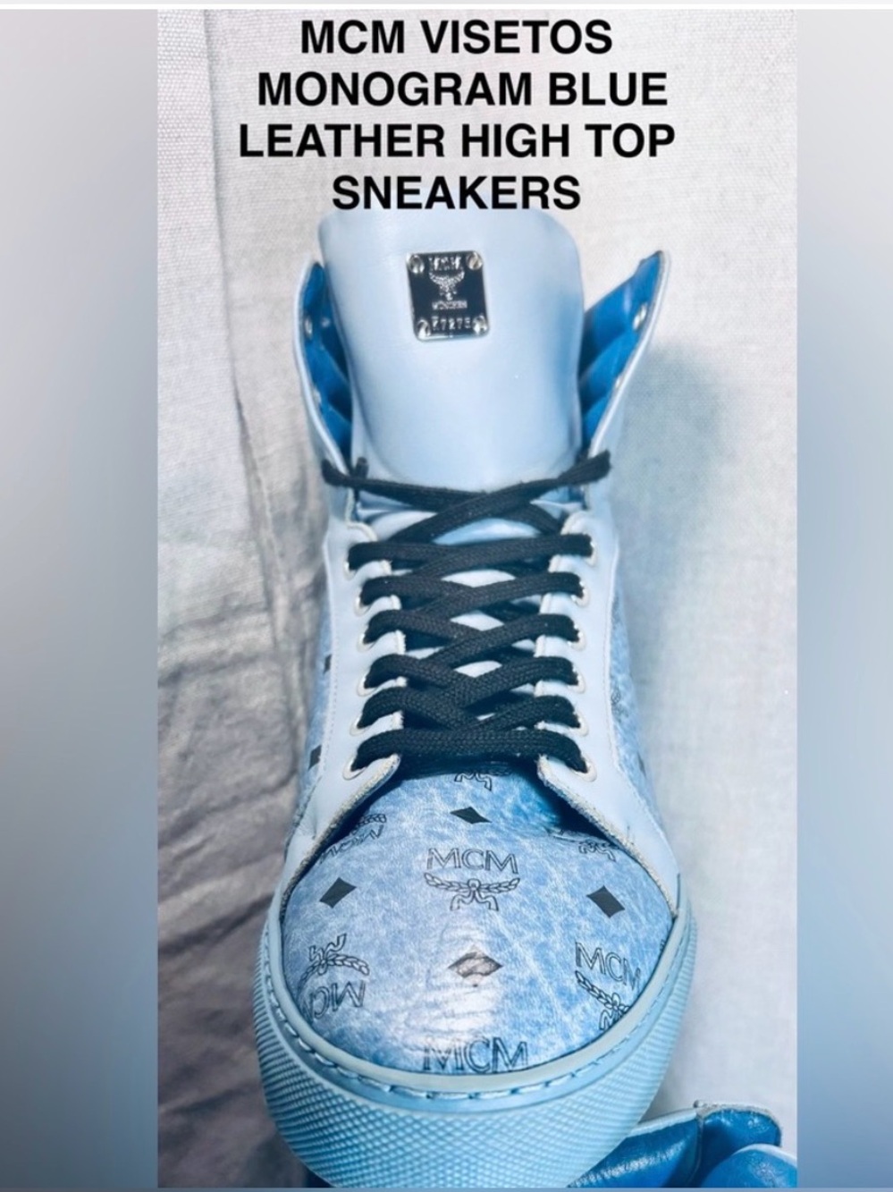 MCM visetos blue Leather high top Unisex Iconic sneakers | GC | No Box